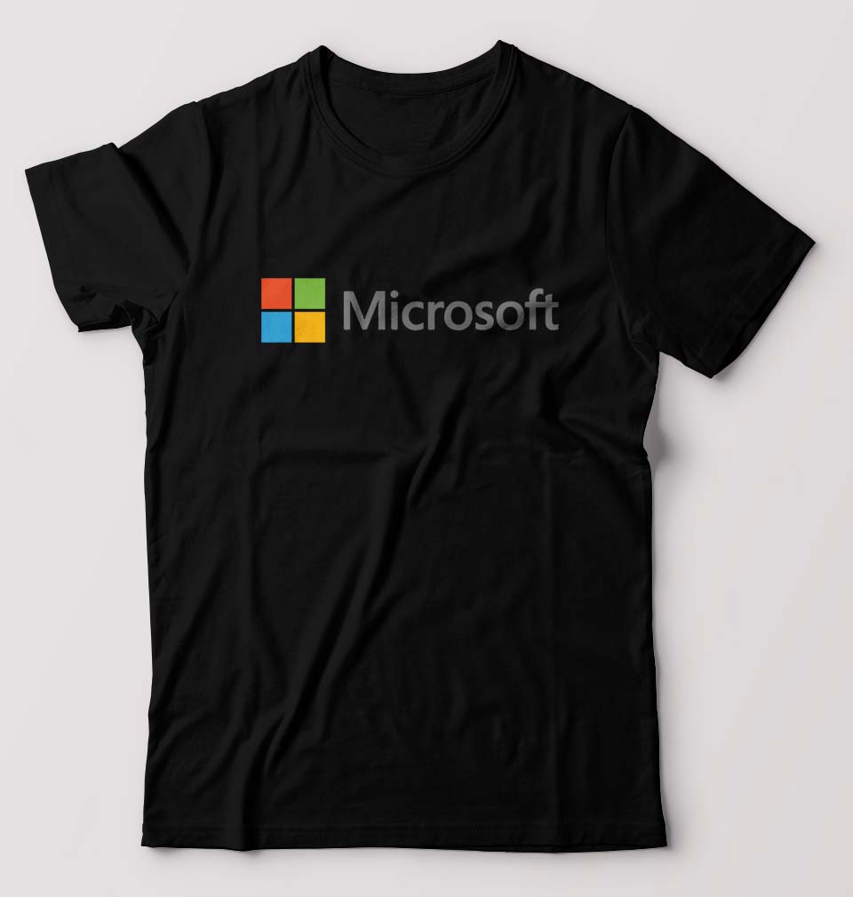Microsooft T-Shirt for Men-S(38 Inches)-Black-Ektarfa.online