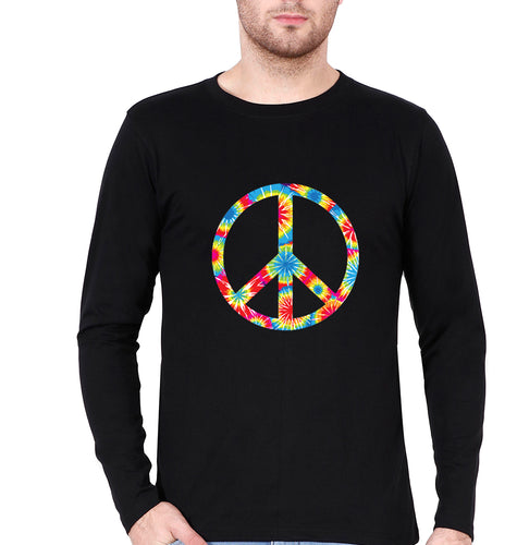 Trippy Psychedelic Peace Skull Full Sleeves T-Shirt for Men-Black-Ektarfa.online