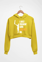 Load image into Gallery viewer, Love Cricket Crop HOODIE FOR WOMEN-Mustard Yellow-Ektarfa.online
