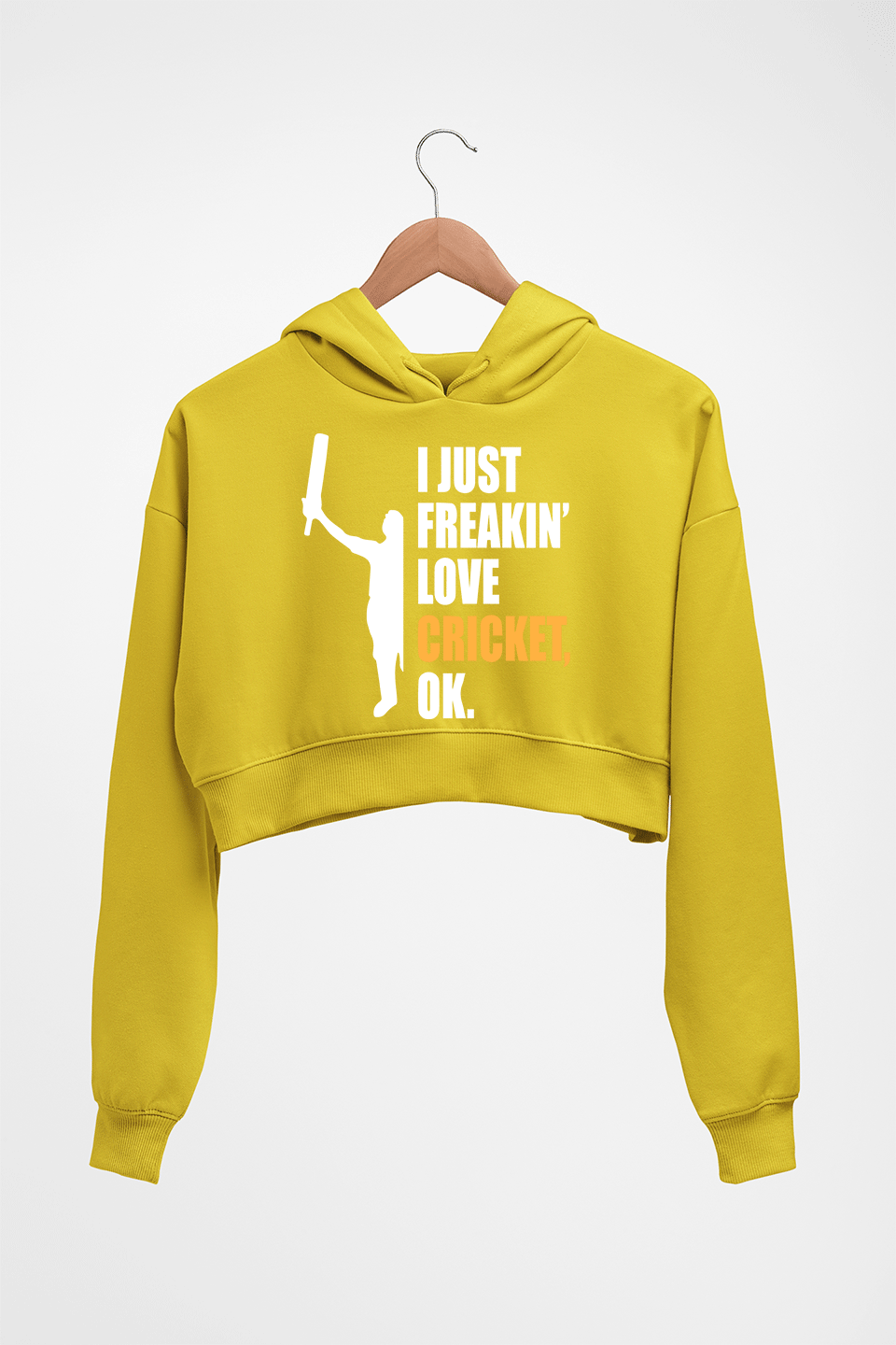Love Cricket Crop HOODIE FOR WOMEN-Mustard Yellow-Ektarfa.online
