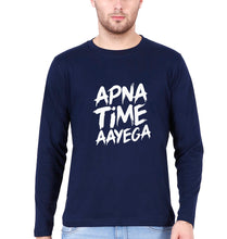 Load image into Gallery viewer, Apna Time Aayega Full Sleeves T-Shirt for Men-Navy Blue-Ektarfa.online
