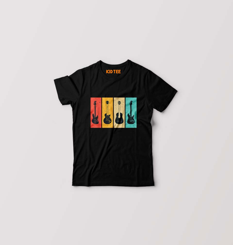 Guitar Kids T-Shirt for Boy/Girl-Black-Ektarfa.online