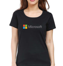 Load image into Gallery viewer, Microsooft T-Shirt for Women-XS(32 Inches)-Black-Ektarfa.online

