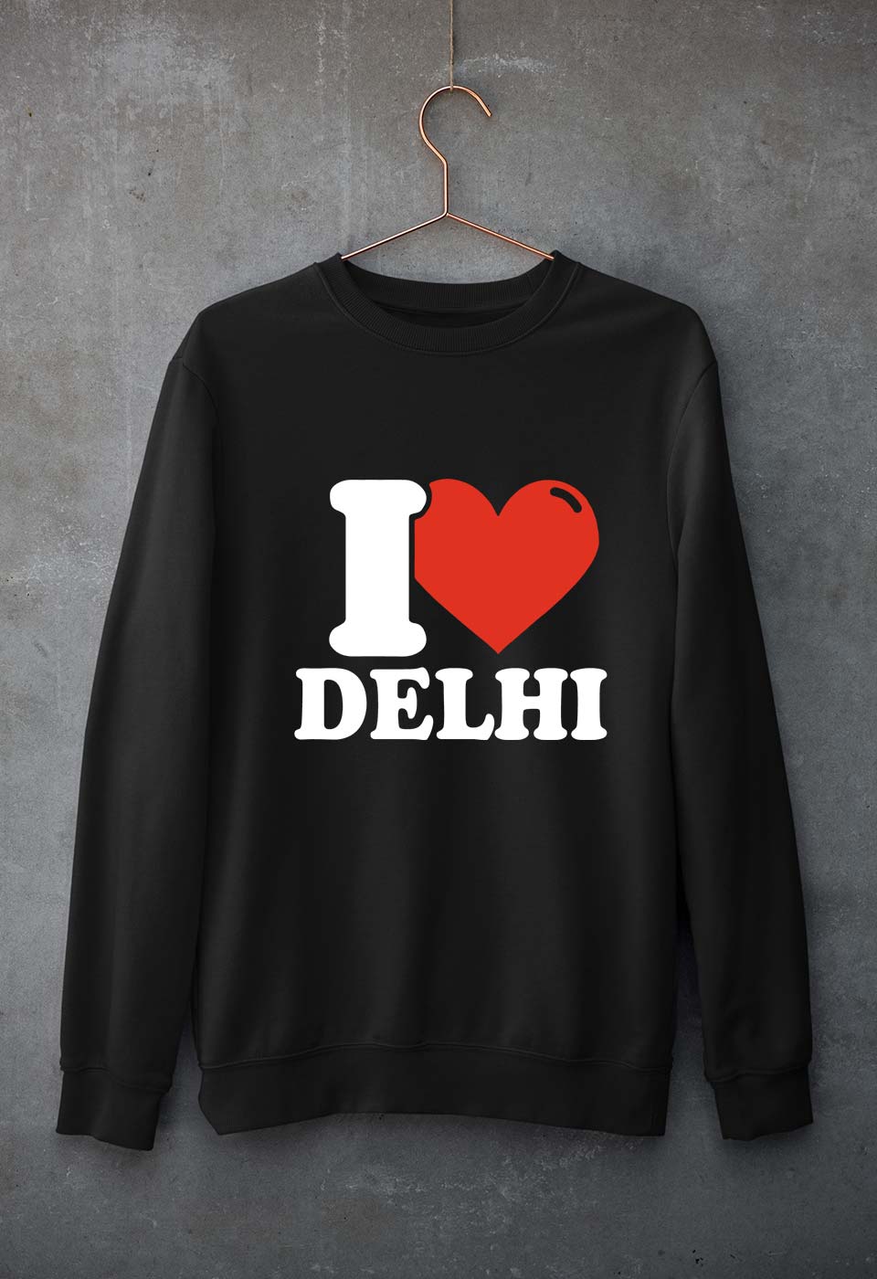 I Love Delhi Unisex Sweatshirt for Men/Women-Black-Ektarfa.online