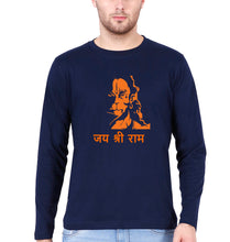 Load image into Gallery viewer, Jai Shree Ram Full Sleeves T-Shirt for Men-S(38 Inches)-Navy Blue-Ektarfa.online
