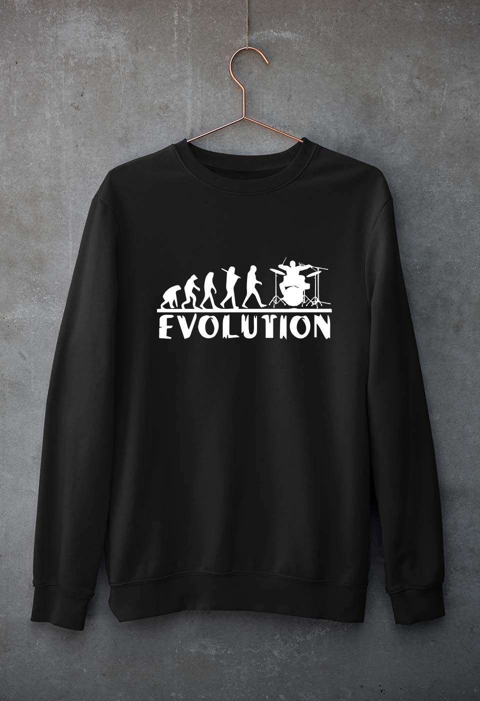 Drummer Evolution Unisex Sweatshirt for Men/Women-Black-Ektarfa.online