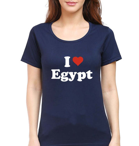 I Love Egypt T-Shirt for Women-Navy Blue-Ektarfa.online