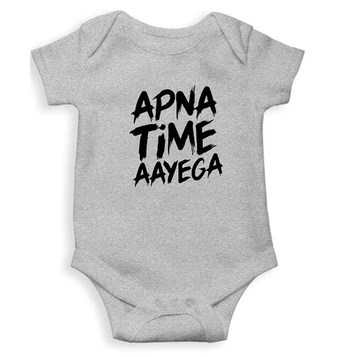 Apna Time Aayega Kids Romper For Baby Boy/Girl-0-5 Months(18 Inches)-Grey-Ektarfa.online