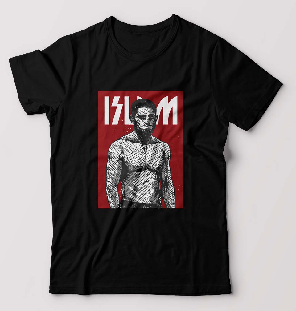 Islam Makhachev T-Shirt for Men-Black-Ektarfa.online