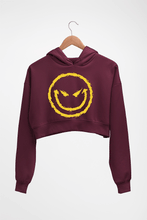 Load image into Gallery viewer, Evil Smile Emoji Crop HOODIE FOR WOMEN-Maroon-Ektarfa.online
