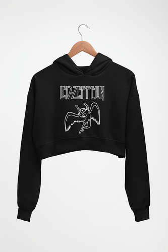 Led Zeppelin Crop HOODIE FOR WOMEN-Black-Ektarfa.online