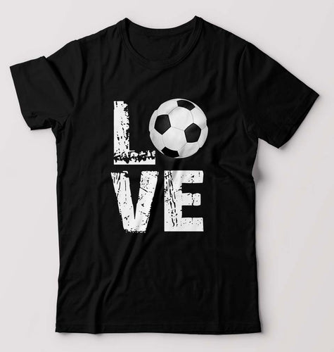 Love Football T-Shirt for Men-S(38 Inches)-Black-Ektarfa.online