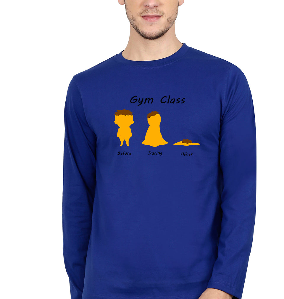 Gym Funny Full Sleeves T-Shirt for Men-Royal Blue-Ektarfa.online