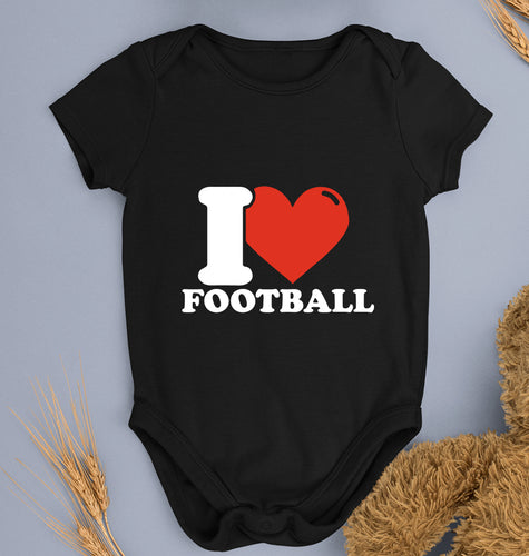 I Love Football Kids Romper For Baby Boy/Girl-0-5 Months(18 Inches)-Black-Ektarfa.online