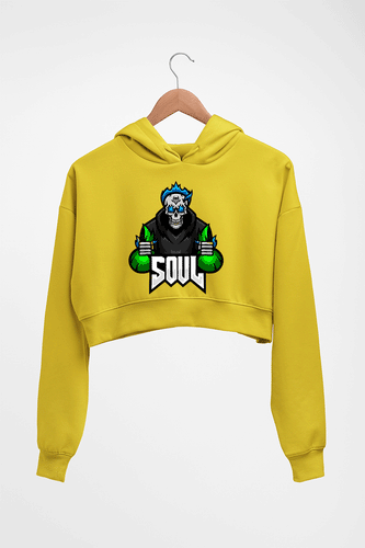 Battlegrounds Mobile India (BGMI) Soul Esport Crop HOODIE FOR WOMEN-Mustard yellow-Ektarfa.online