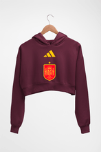 Load image into Gallery viewer, Spain Football Crop HOODIE FOR WOMEN-Maroon-Ektarfa.online
