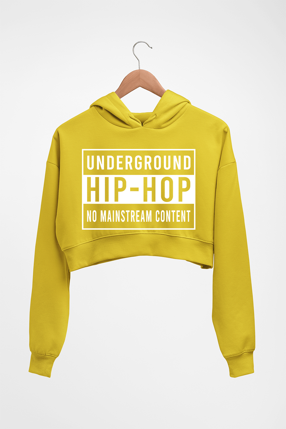 Hip hop Crop HOODIE FOR WOMEN-Mustard Yellow-Ektarfa.online