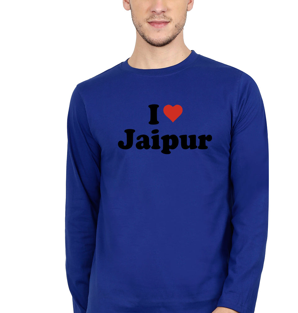 I Love Jaipur Full Sleeves T-Shirt for Men-Royal Blue-Ektarfa.online