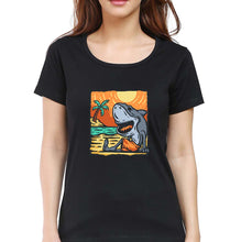 Load image into Gallery viewer, Shark T-Shirt for Women-XS(32 Inches)-Black-Ektarfa.online
