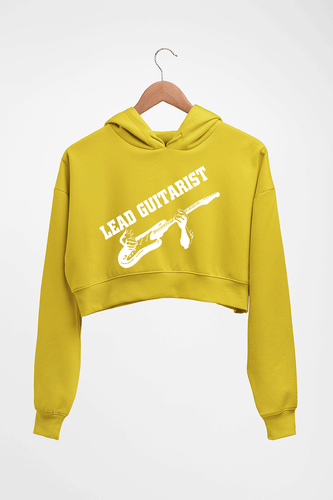 Guitarist Crop HOODIE FOR WOMEN-Mustard Yellow-Ektarfa.online