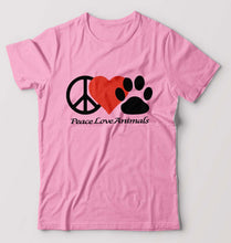 Load image into Gallery viewer, Peace Love Animals T-Shirt for Men-Light Baby Pink-Ektarfa.online

