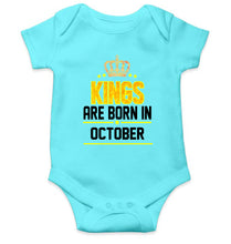 Load image into Gallery viewer, Kings Are Born In October Kids Romper For Baby Boy/Girl-0-5 Months(18 Inches)-Sky Blue-Ektarfa.online
