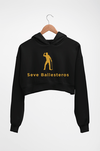 Seve Ballesteros Golf Crop HOODIE FOR WOMEN-Black-Ektarfa.online