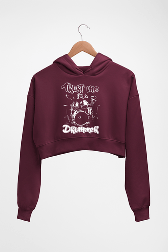Drummer Crop HOODIE FOR WOMEN-Maroon-Ektarfa.online