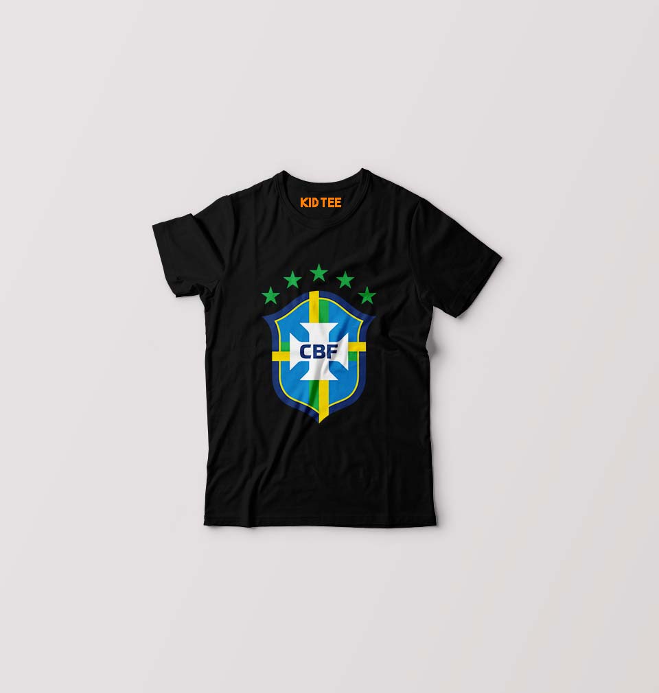 Brazil Football Kids T-Shirt for Boy/Girl-0-1 Year(20 Inches)-Black-Ektarfa.online