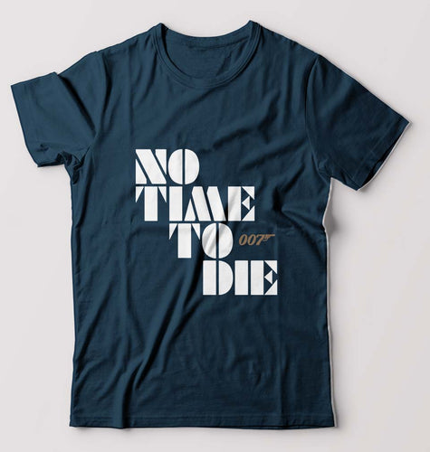 No Time To Die James Bond 007 T-Shirt for Men-S(38 Inches)-Petrol Blue-Ektarfa.online