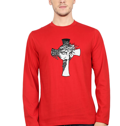 Jesus Full Sleeves T-Shirt for Men-Red-Ektarfa.online