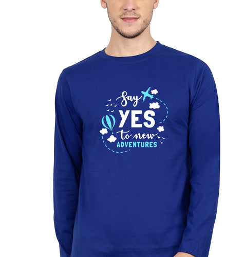 Travel Adventures Full Sleeves T-Shirt for Men-Royal blue-Ektarfa.online