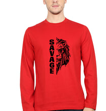 Load image into Gallery viewer, Savage Lion Full Sleeves T-Shirt for Men-red-Ektarfa.online
