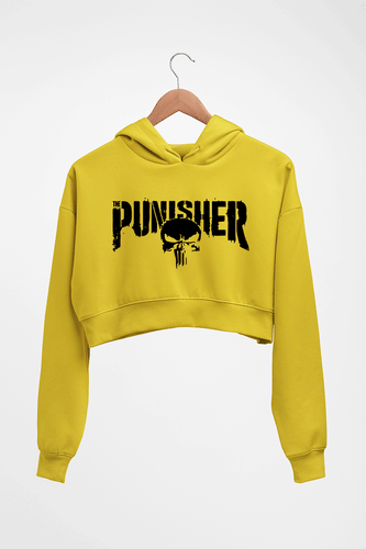 Punisher Crop HOODIE FOR WOMEN-Mustard Yellow-Ektarfa.online