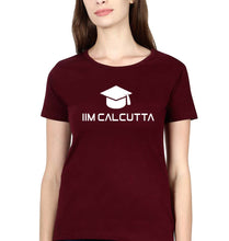 Load image into Gallery viewer, IIM C Calcutta T-Shirt for Women-XS(32 Inches)-Maroon-Ektarfa.online
