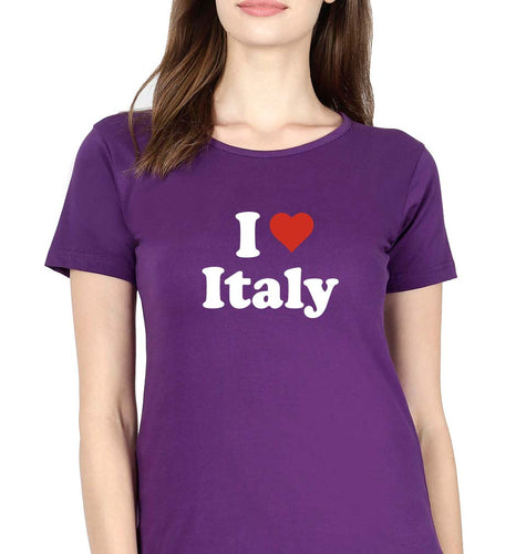 I Love Italy T-Shirt for Women-Purple-Ektarfa.online
