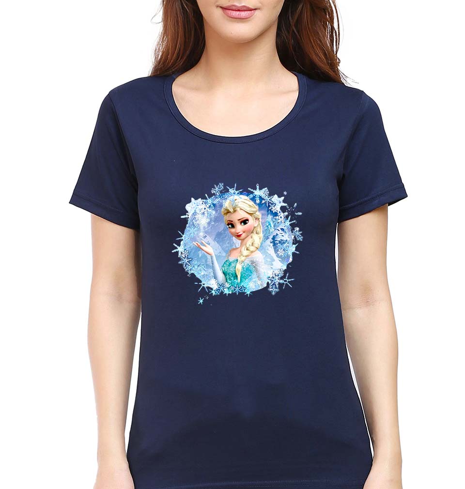 Frozen Elsa T-Shirt for Women-Navy Blue-Ektarfa.online