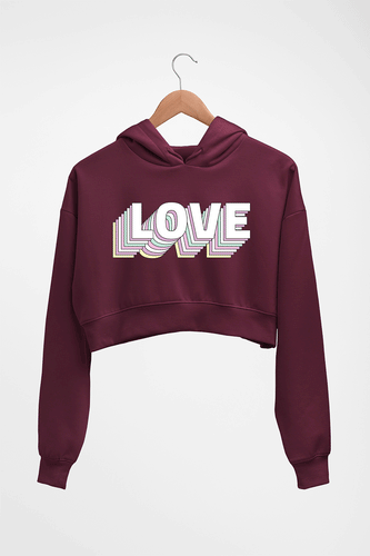 Love Crop HOODIE FOR WOMEN-Maroon-Ektarfa.online