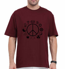 Load image into Gallery viewer, Peace Religious Symbols Oversized T-Shirt for Men-Maroon-Ektarfa.online
