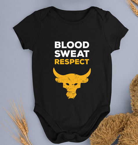 Blood Sweat Respect Gym Kids Romper For Baby Boy/Girl-0-5 Months(18 Inches)-Black-Ektarfa.online