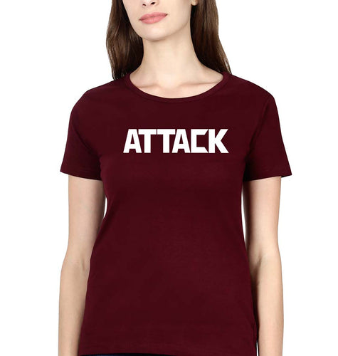 Attack T-Shirt for Women-Maroon-Ektarfa.online