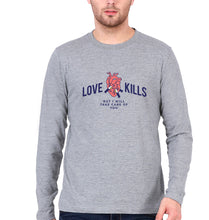 Load image into Gallery viewer, Love Kills Full Sleeves T-Shirt for Men-S(38 Inches)-Grey Melange-Ektarfa.online
