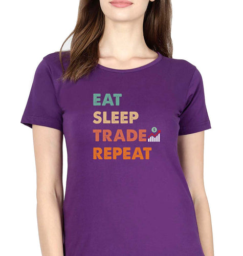 Share Market(Stock Market) T-Shirt for Women-XS(32 Inches)-Purple-Ektarfa.online