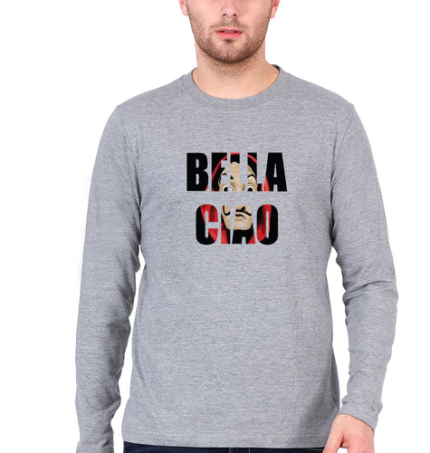 Money Heist Bella Ciao Full Sleeves T-Shirt for Men-Grey Melange-Ektarfa.online