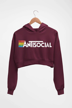 Load image into Gallery viewer, AntiSocial Crop HOODIE FOR WOMEN-Maroon-Ektarfa.online

