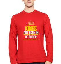 Load image into Gallery viewer, Kings Are Born In October Full Sleeves T-Shirt for Men-Red-Ektarfa.online

