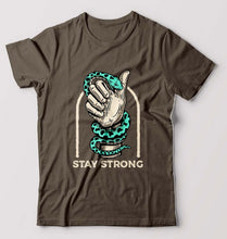 Load image into Gallery viewer, Stay Strong T-Shirt for Men-S(38 Inches)-Olive Green-Ektarfa.online
