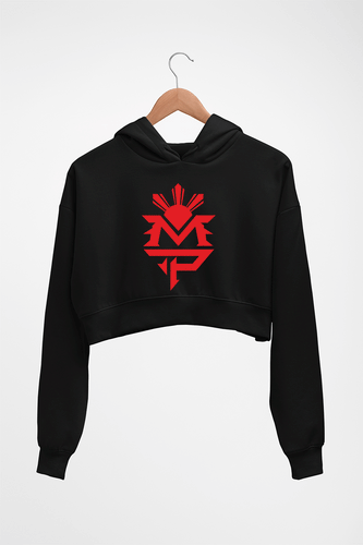 MP Manny Paquiao Pacman Crop HOODIE FOR WOMEN-Black-Ektarfa.online