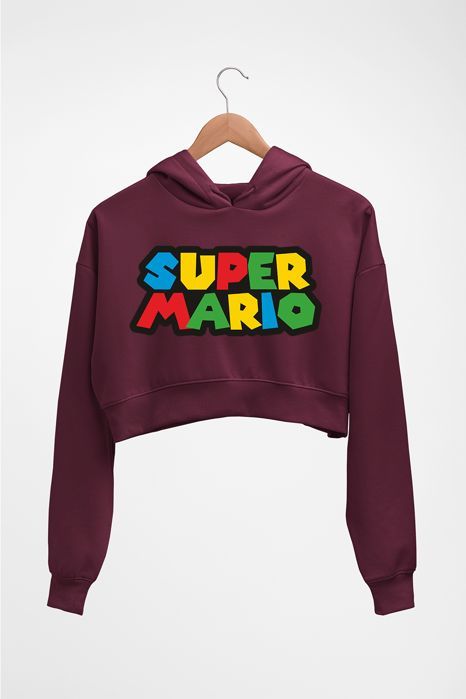 Super Mario Crop HOODIE FOR WOMEN-Maroon-Ektarfa.online