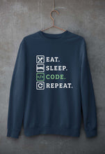 Load image into Gallery viewer, Eat Sleep Code Repeat Unisex Sweatshirt for Men/Women-Navy Blue-Ektarfa.online
